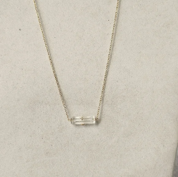 SU 925 Vermeil Crystal Lozenge Necklace with CZs - Picture 9 of 14
